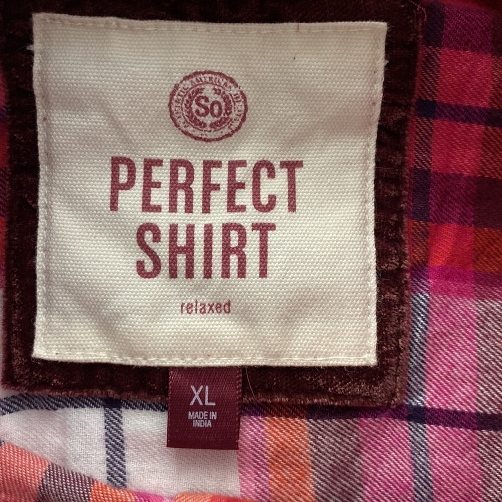 SO flannel plaid button down shirt size XL (junior size XL) - Picture 3 of 3